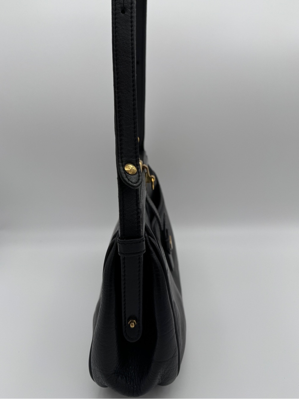Gold-Pfeil Vintage Black Leather Doctor Style Frame Shoulder Bag Made in Germany - Picture 3 of 11